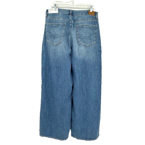 American Eagle Dreamy Drape Stretch Super High-Waisted Baggy Wide-Leg Jeans 12L - Picture 5 of 11